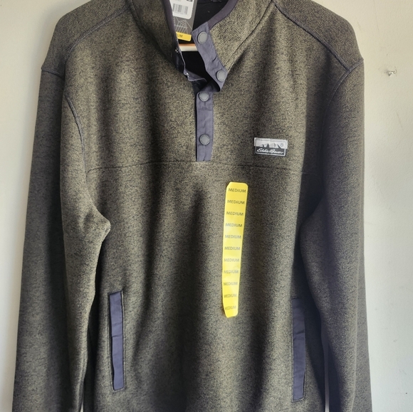 Mens Grey Size Medium NWT Eddie Bauer Sweater Fleece Pullover - Picture 1 of 3